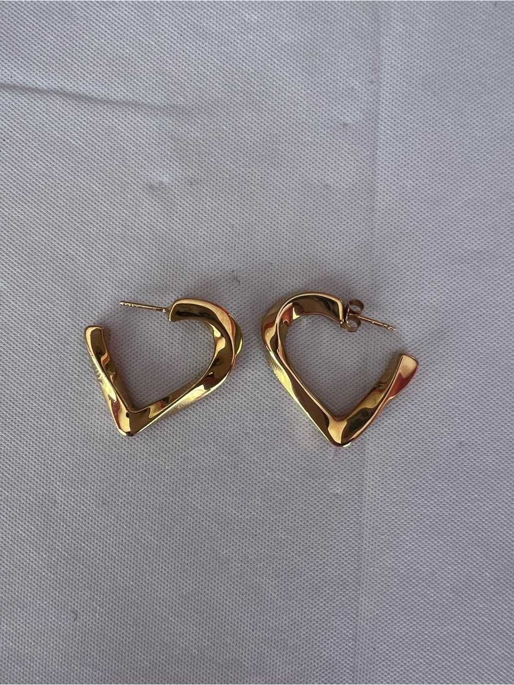 Modern Gold Sculpted Hoop Earrings for Women - Picture 2 of 4